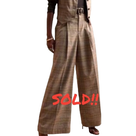 Banana Republic Pants - BANANA REPUBLIC Parc wide leg plaid trousers Womens size 2  NWOT